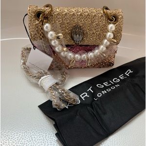 Kurt Geiger Sequin bronze/pink Mini Kensington Crossbody Bag NWT and dust bag
